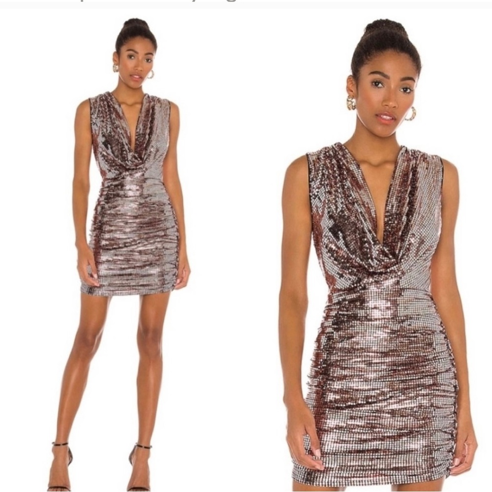 Metallic STUNNER!! Revolve h:ours              Leah Mini Dress in Rose Gold